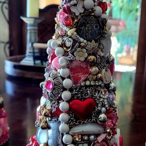 Valentines Tree, Lighted handmade with Deconstructed jewelry